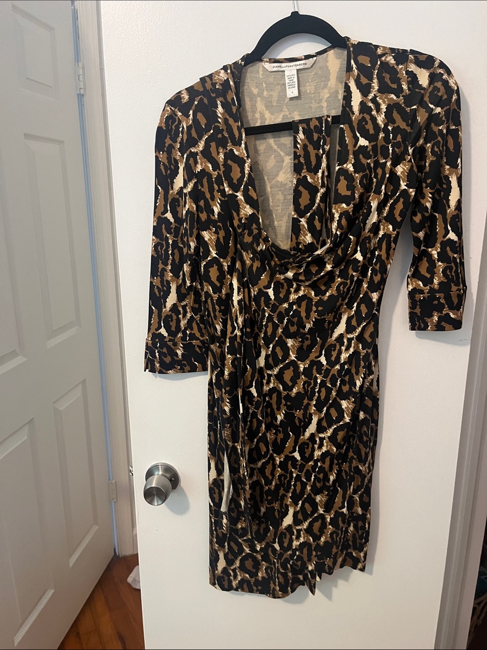 Diane Von Furstenberg Leopard-Print Cowl Neck Dress - Black, Brown, Cream